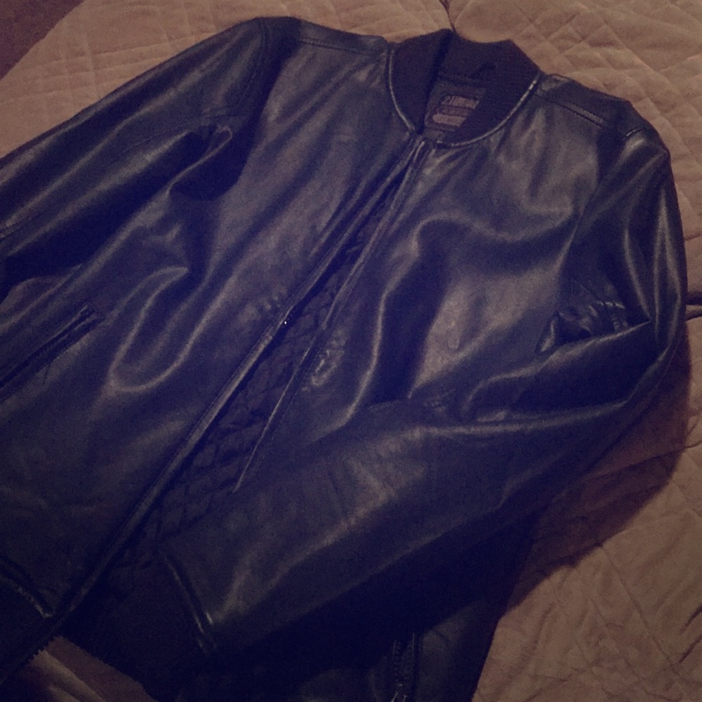 Forever 21 Men’s Faux Leather Bomber Jacket